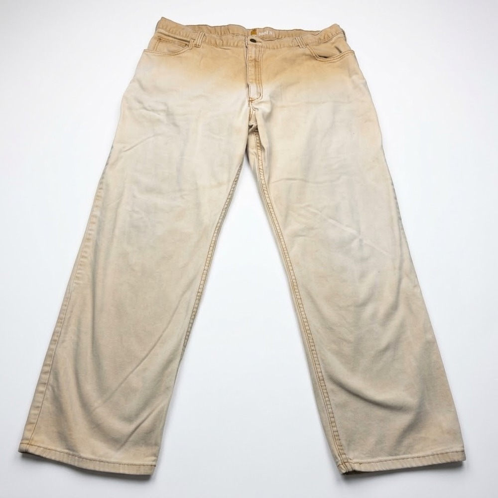 Carhartt Mens 42x32 102517-918 Relaxed Fit Canvas Work Pant Bleached Tan Faded